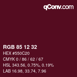 カラーコード: RGB 85 12 32 | qconv.com