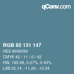 颜色代码: RGB 85 131 147 | qconv.com