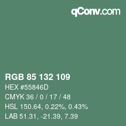 Color code: RGB 85 132 109 | qconv.com