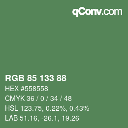カラーコード: RGB 85 133 88 | qconv.com