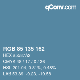 Color code: RGB 85 135 162 | qconv.com