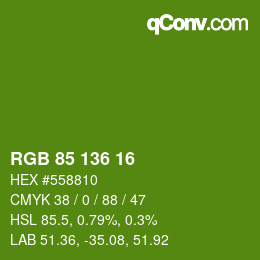 Color code: RGB 85 136 16 | qconv.com