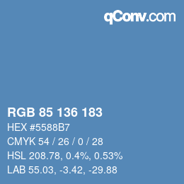 Color code: RGB 85 136 183 | qconv.com