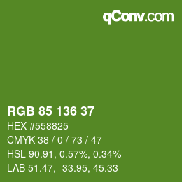 Color code: RGB 85 136 37 | qconv.com