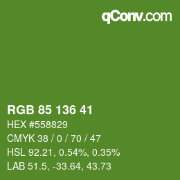 カラーコード: RGB 85 136 41 | qconv.com