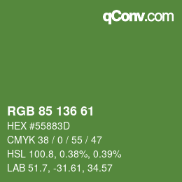 カラーコード: RGB 85 136 61 | qconv.com