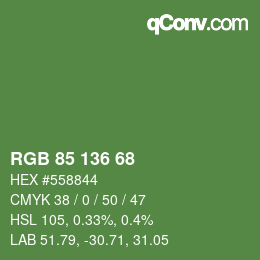 Color code: RGB 85 136 68 | qconv.com