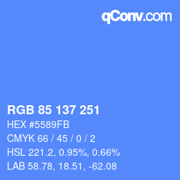Farbcode: RGB 85 137 251 | qconv.com