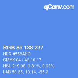 Color code: RGB 85 138 237 | qconv.com