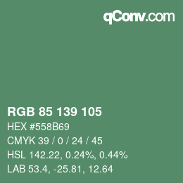 カラーコード: RGB 85 139 105 | qconv.com