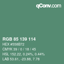 カラーコード: RGB 85 139 114 | qconv.com