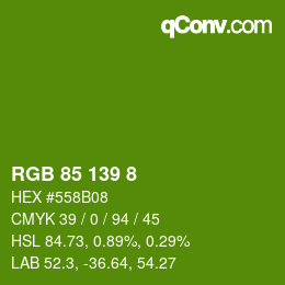 カラーコード: RGB 85 139 8 | qconv.com