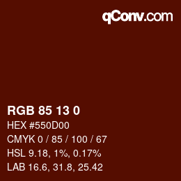 Color code: RGB 85 13 0 | qconv.com