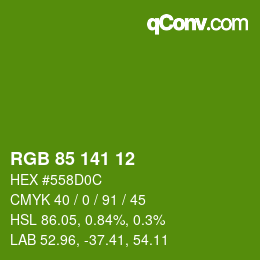 カラーコード: RGB 85 141 12 | qconv.com