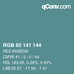 カラーコード: RGB 85 141 144 | qconv.com