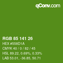 Color code: RGB 85 141 26 | qconv.com