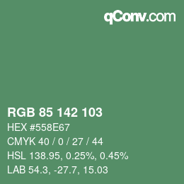 Color code: RGB 85 142 103 | qconv.com