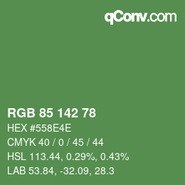 Color code: RGB 85 142 78 | qconv.com