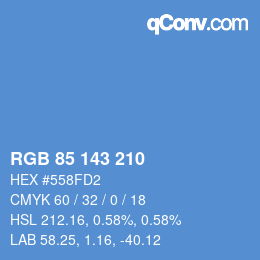カラーコード: RGB 85 143 210 | qconv.com