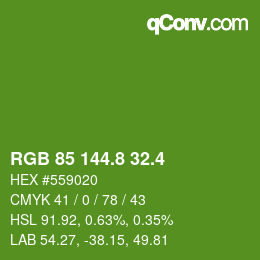 カラーコード: RGB 85 144.8 32.4 | qconv.com
