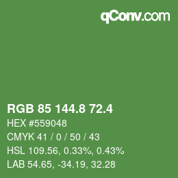 カラーコード: RGB 85 144.8 72.4 | qconv.com