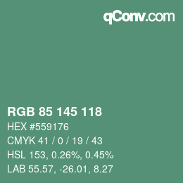 颜色代码: RGB 85 145 118 | qconv.com