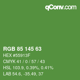 Color code: RGB 85 145 63 | qconv.com