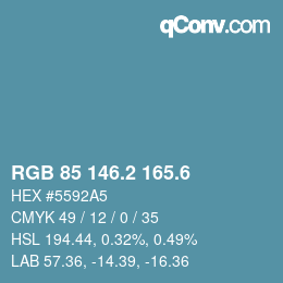 カラーコード: RGB 85 146.2 165.6 | qconv.com