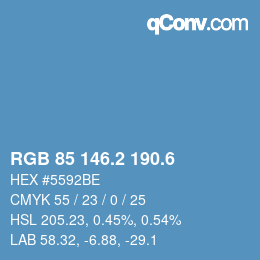 カラーコード: RGB 85 146.2 190.6 | qconv.com