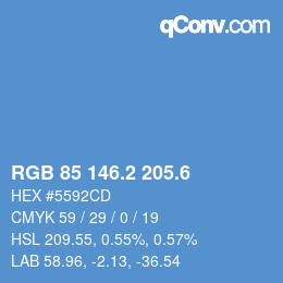 カラーコード: RGB 85 146.2 205.6 | qconv.com