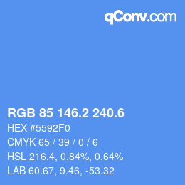 カラーコード: RGB 85 146.2 240.6 | qconv.com