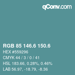 カラーコード: RGB 85 146.6 150.6 | qconv.com