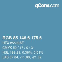 カラーコード: RGB 85 146.6 175.6 | qconv.com