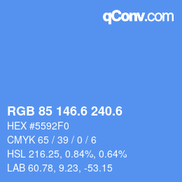 カラーコード: RGB 85 146.6 240.6 | qconv.com