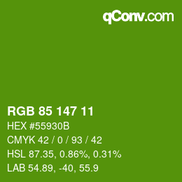 Color code: RGB 85 147 11 | qconv.com