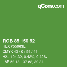 Color code: RGB 85 150 62 | qconv.com