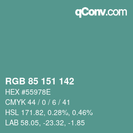 Color code: RGB 85 151 142 | qconv.com