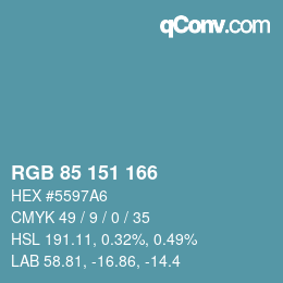 カラーコード: RGB 85 151 166 | qconv.com