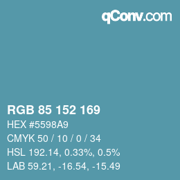 カラーコード: RGB 85 152 169 | qconv.com
