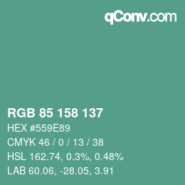 カラーコード: RGB 85 158 137 | qconv.com