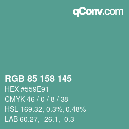 Color code: RGB 85 158 145 | qconv.com