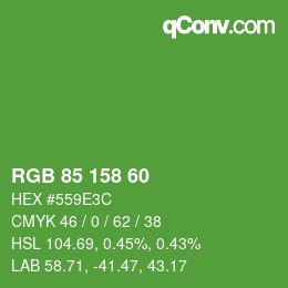 カラーコード: RGB 85 158 60 | qconv.com