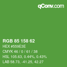 Color code: RGB 85 158 62 | qconv.com