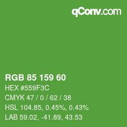 カラーコード: RGB 85 159 60 | qconv.com