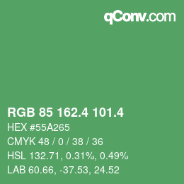 カラーコード: RGB 85 162.4 101.4 | qconv.com