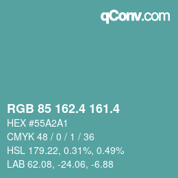 カラーコード: RGB 85 162.4 161.4 | qconv.com
