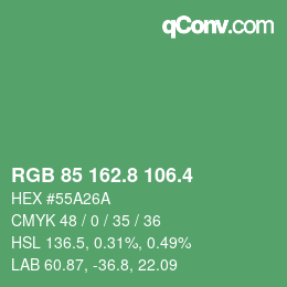カラーコード: RGB 85 162.8 106.4 | qconv.com