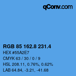 カラーコード: RGB 85 162.8 231.4 | qconv.com
