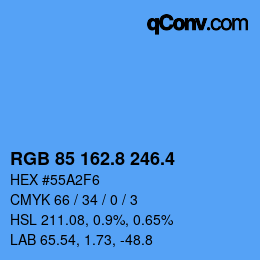 カラーコード: RGB 85 162.8 246.4 | qconv.com