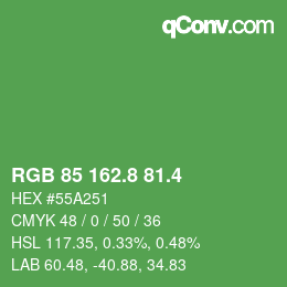 カラーコード: RGB 85 162.8 81.4 | qconv.com